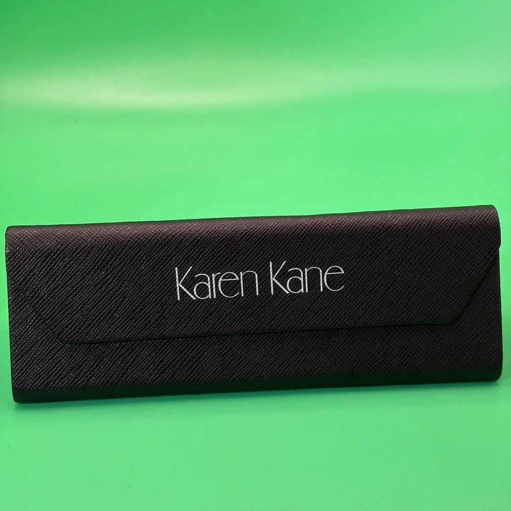 Karen Kane Eyeglass Hard Case Black Saffiano Triangular Folding Magnetic Closure